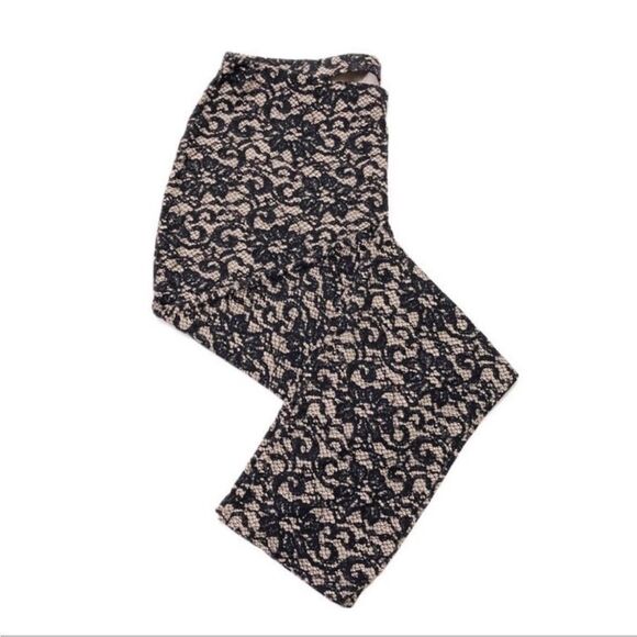 J. Jill Black and Cream Lace Print Pull on Pants size XL Tall - Picture 1 of 6